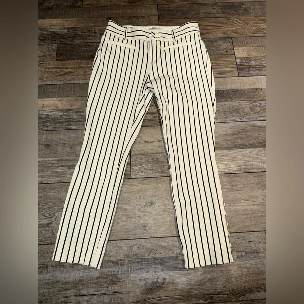 Anthropologie Size 4 EUC Striped Cream and Black Pants - Picture 1 of 8